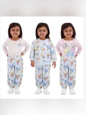 Disney Girls Princess Jogging Set - Pink, Light Blue, White